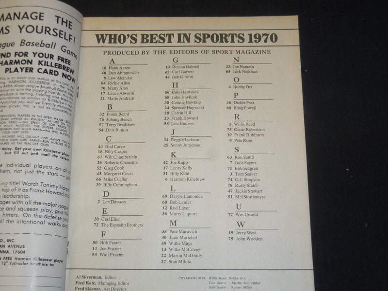 1970 WHO'S BEST IN SPORTS MAGAZINE - REED, SAYERS, ORR, SEAVER COVER - SP 2663