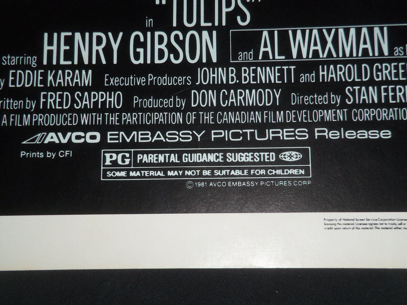 1981 TULIPS 1/2 SHEET MOVIE POSTER - GABE KAPLAN, BERNADETTE PETERS - P 285
