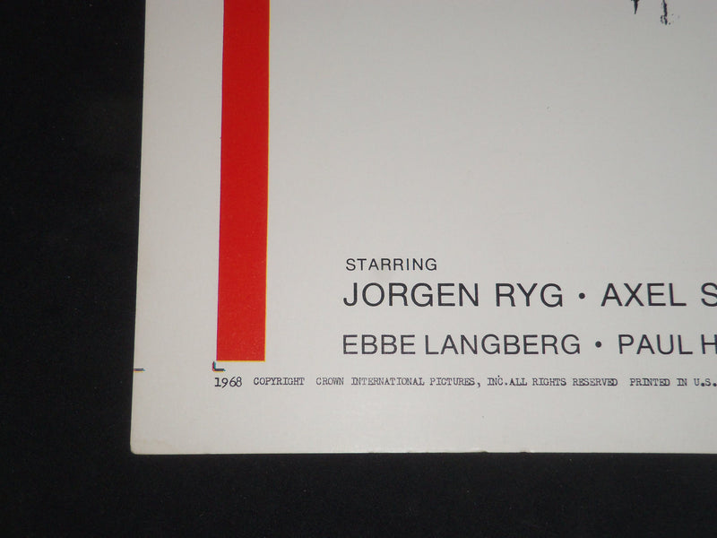 1968 I, A LOVER 1/2 SHEET MOVIE POSTER - JORGEN RYG, AXEL STROBYE - P 326