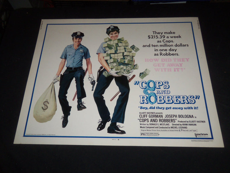 1973 COPS AND ROBBERS 1/2 SHEET MOVIE POSTER-JOSEPH BOLOGNA, CLIFF GORMAN- P 306