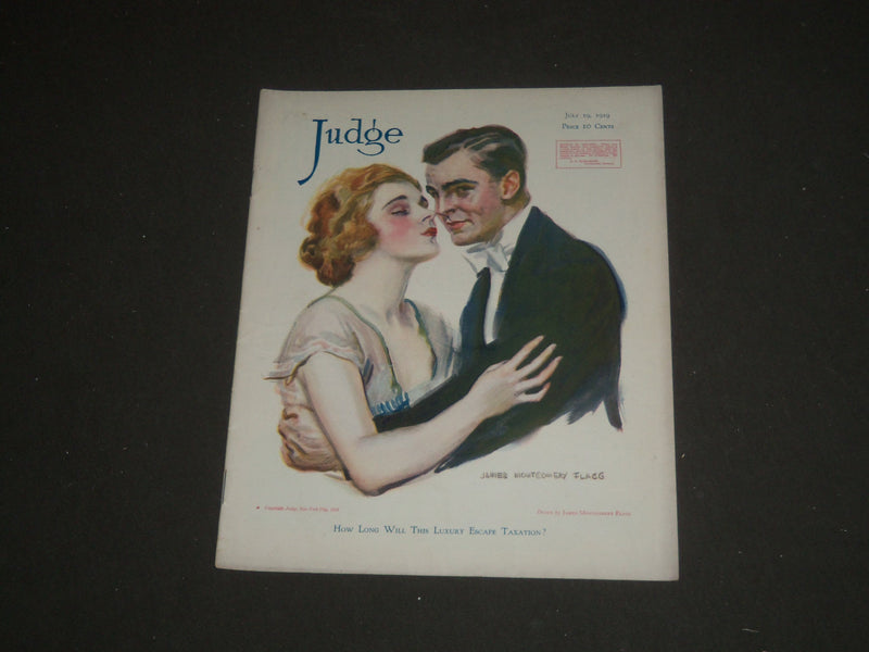 1919 JULY 19 JUDGE MAGAZINE - J.M. FLAGG COVER-LUXURY ESCAPE TAXATION? - ST 5427